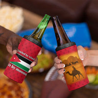 Wadi Rum Desert 4 in 1 Can Cooler Tumbler with Camel Rider and Jordan Flag Colors