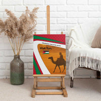 Wadi Rum Desert Canvas Wall Art with Camel Rider and Jordan Flag Colors