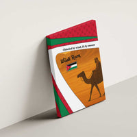 Wadi Rum Desert Canvas Wall Art with Camel Rider and Jordan Flag Colors