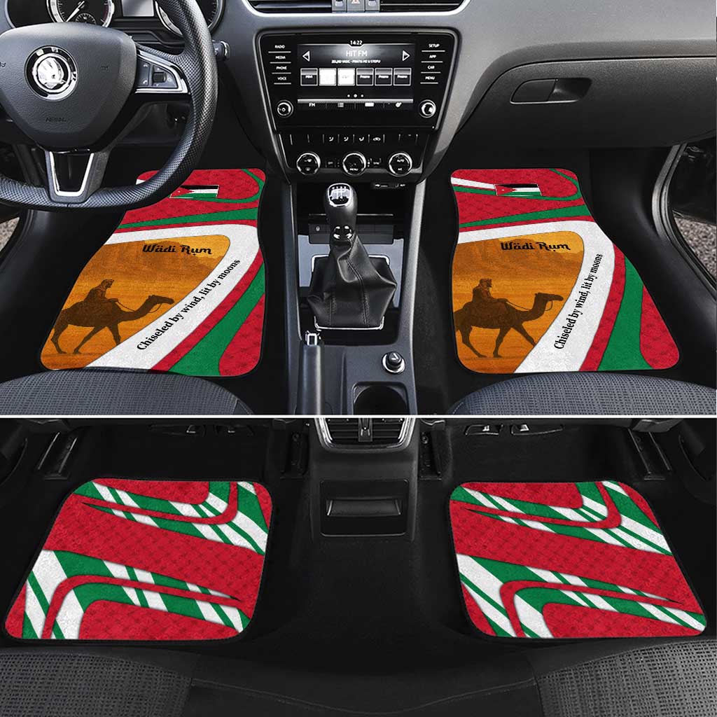Wadi Rum Desert Car Mats with Camel Rider and Jordan Flag Colors