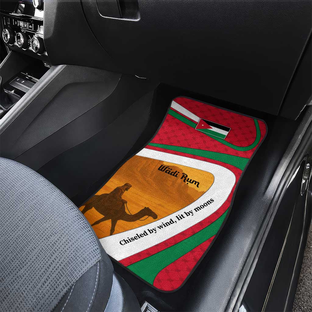 Wadi Rum Desert Car Mats with Camel Rider and Jordan Flag Colors