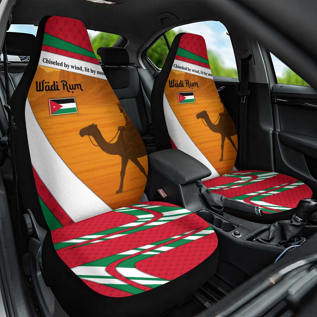 Wadi Rum Desert Car Seat Cover with Camel Rider and Jordan Flag Colors