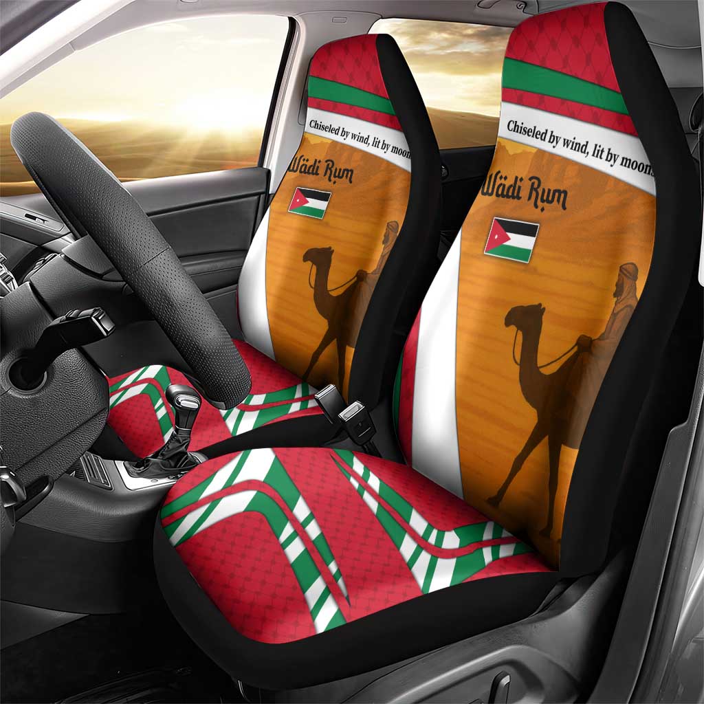 Wadi Rum Desert Car Seat Cover with Camel Rider and Jordan Flag Colors