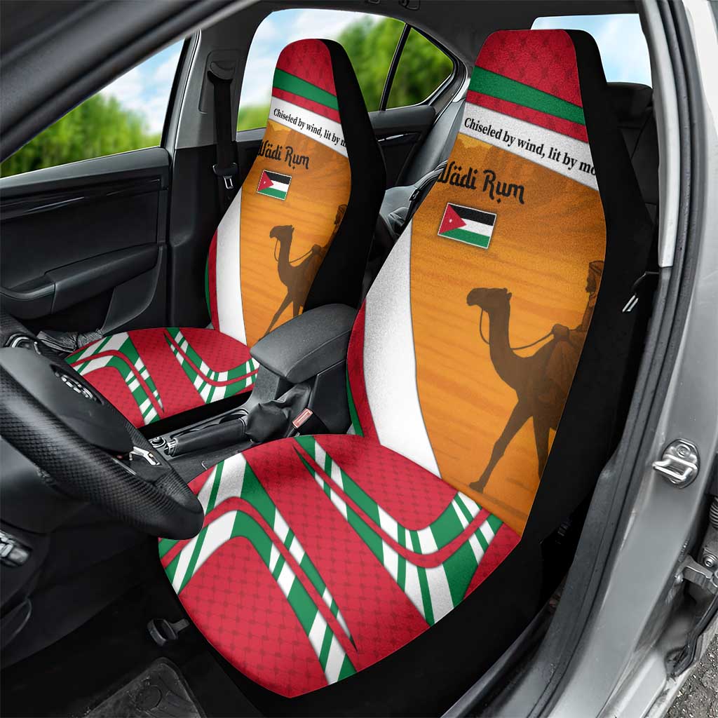 Wadi Rum Desert Car Seat Cover with Camel Rider and Jordan Flag Colors