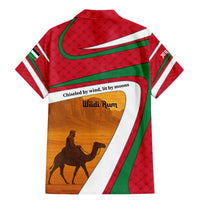 Wadi Rum Desert Family Matching Mermaid Dress and Hawaiian Shirt with Camel Rider and Jordan Flag Colors