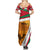 Wadi Rum Desert Family Matching Summer Maxi Dress and Hawaiian Shirt with Camel Rider and Jordan Flag Colors
