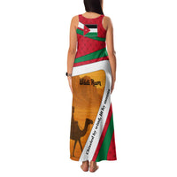 Wadi Rum Desert Family Matching Tank Maxi Dress and Hawaiian Shirt with Camel Rider and Jordan Flag Colors