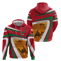 Wadi Rum Desert Hoodie with Camel Rider and Jordan Flag Colors