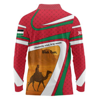 Wadi Rum Desert Long Sleeve Polo Shirt with Camel Rider and Jordan Flag Colors