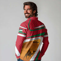 Wadi Rum Desert Long Sleeve Polo Shirt with Camel Rider and Jordan Flag Colors