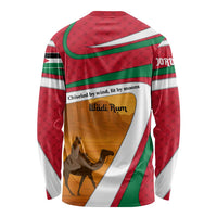 Wadi Rum Desert Long Sleeve Shirt with Camel Rider and Jordan Flag Colors