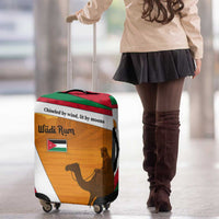 Wadi Rum Desert Luggage Cover with Camel Rider and Jordan Flag Colors