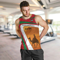 Wadi Rum Desert Men Tank Top with Camel Rider and Jordan Flag Colors