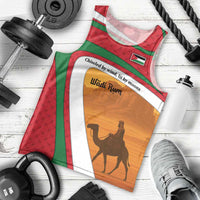 Wadi Rum Desert Men Tank Top with Camel Rider and Jordan Flag Colors