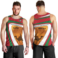 Wadi Rum Desert Men Tank Top with Camel Rider and Jordan Flag Colors