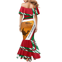 Wadi Rum Desert Mermaid Dress with Camel Rider and Jordan Flag Colors