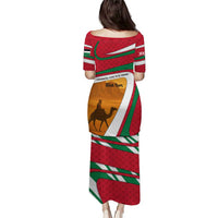 Wadi Rum Desert Puletasi with Camel Rider and Jordan Flag Colors