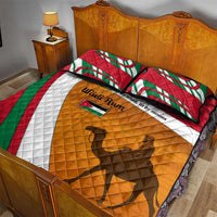 Wadi Rum Desert Quilt Bed Set with Camel Rider and Jordan Flag Colors