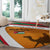 Wadi Rum Desert Round Carpet with Camel Rider and Jordan Flag Colors
