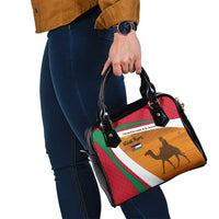 Wadi Rum Desert Shoulder Handbag with Camel Rider and Jordan Flag Colors