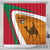 Wadi Rum Desert Shower Curtain with Camel Rider and Jordan Flag Colors