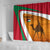 Wadi Rum Desert Shower Curtain with Camel Rider and Jordan Flag Colors