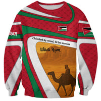 Wadi Rum Desert Sweatshirt with Camel Rider and Jordan Flag Colors