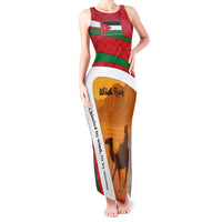 Wadi Rum Desert Tank Maxi Dress with Camel Rider and Jordan Flag Colors