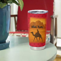 Wadi Rum Desert Tumbler Cup with Camel Rider and Jordan Flag Colors