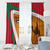 Wadi Rum Desert Window Curtain with Camel Rider and Jordan Flag Colors