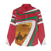 Wadi Rum Desert Women Casual Shirt with Camel Rider and Jordan Flag Colors