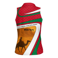 Wadi Rum Desert Women Sleeveless Polo Shirt with Camel Rider and Jordan Flag Colors