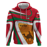 Wadi Rum Desert Zip Hoodie with Camel Rider and Jordan Flag Colors