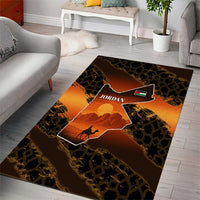 Jordan Desert Sunset Area Rug with Camel and Traditional Geometric Pattern