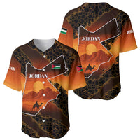 Jordan Desert Sunset Baseball Jersey with Camel and Traditional Geometric Pattern