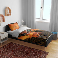 Jordan Desert Sunset Bedding Set with Camel and Traditional Geometric Pattern