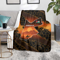Jordan Desert Sunset Blanket with Camel and Traditional Geometric Pattern
