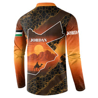 Jordan Desert Sunset Button Sweatshirt with Camel and Traditional Geometric Pattern