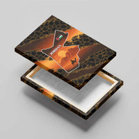 Jordan Desert Sunset Canvas Wall Art with Camel and Traditional Geometric Pattern