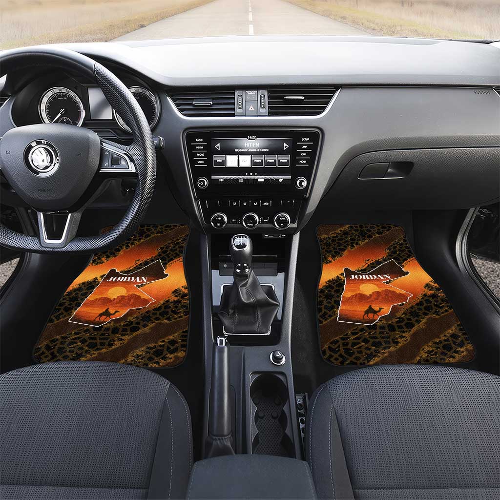 Jordan Desert Sunset Car Mats with Camel and Traditional Geometric Pattern