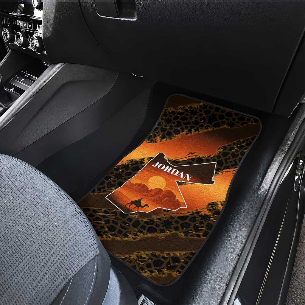 Jordan Desert Sunset Car Mats with Camel and Traditional Geometric Pattern
