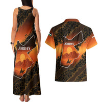 Jordan Desert Sunset Couples Matching Tank Maxi Dress and Hawaiian Shirt with Camel and Traditional Geometric Pattern