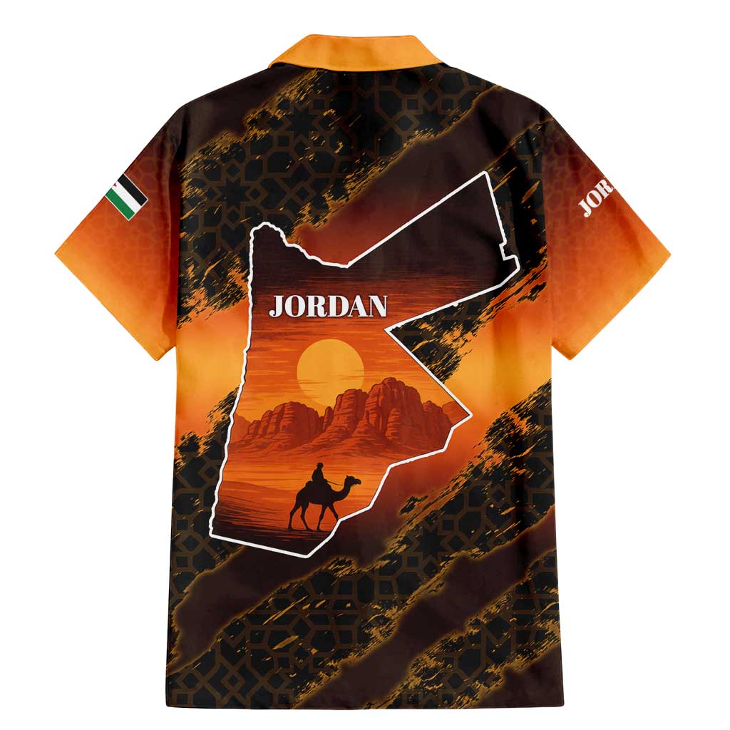 Jordan Desert Sunset Family Matching Mermaid Dress and Hawaiian Shirt with Camel and Traditional Geometric Pattern