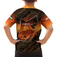 Jordan Desert Sunset Family Matching Off Shoulder Short Dress and Hawaiian Shirt with Camel and Traditional Geometric Pattern