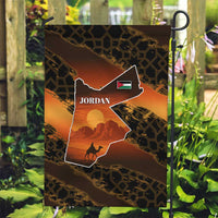 Jordan Desert Sunset Garden Flag with Camel and Traditional Geometric Pattern