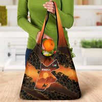 Jordan Desert Sunset Grocery Bag with Camel and Traditional Geometric Pattern