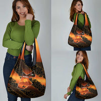 Jordan Desert Sunset Grocery Bag with Camel and Traditional Geometric Pattern