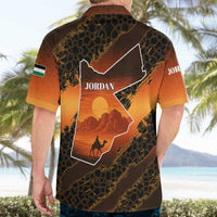 Jordan Desert Sunset Hawaiian Shirt with Camel and Traditional Geometric Pattern
