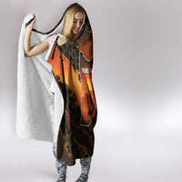 Jordan Desert Sunset Hooded Blanket with Camel and Traditional Geometric Pattern