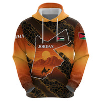 Jordan Desert Sunset Hoodie with Camel and Traditional Geometric Pattern